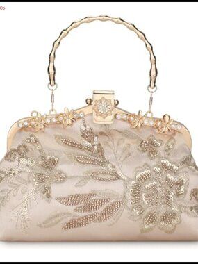 Beaded Sequin Clutch Evening Bag Formal Wedding Prom Cocktail